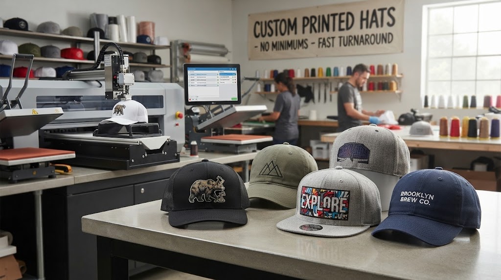 Men custom printed hats no minimum Inkofly